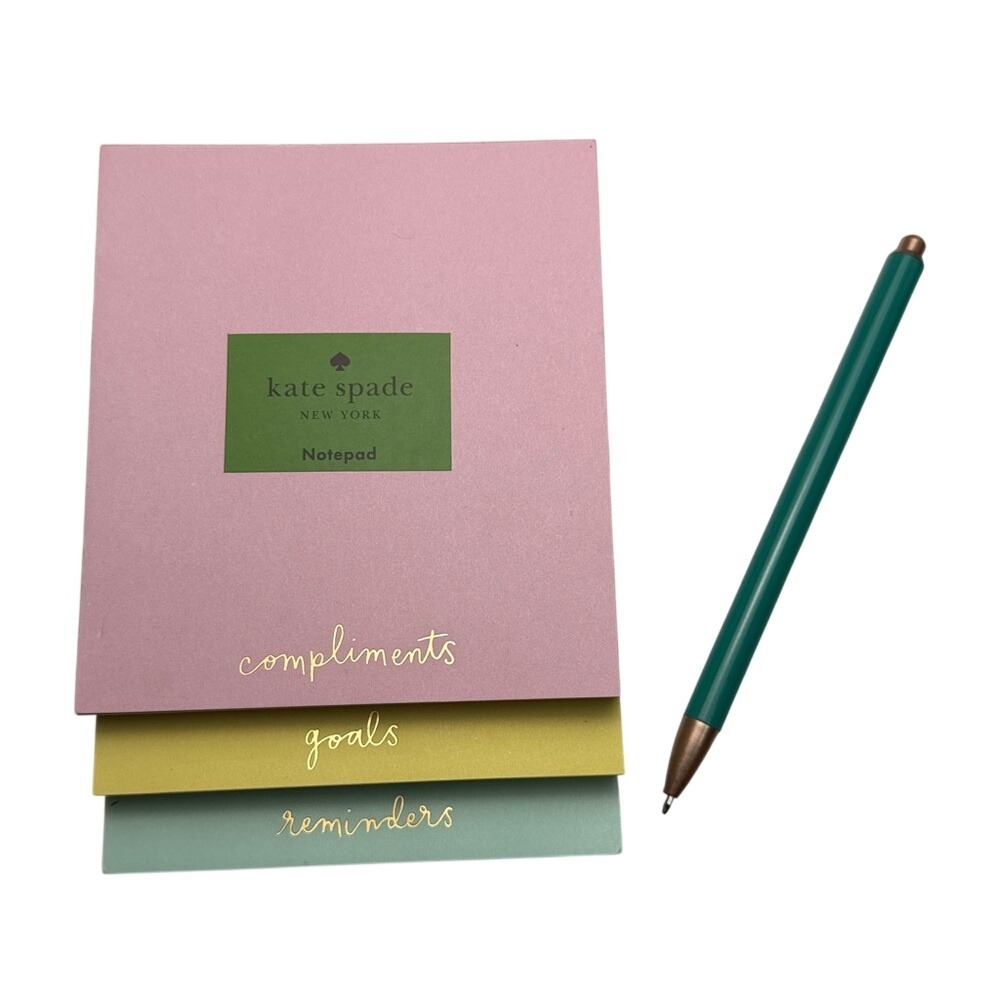 Kate Spade New York Compliments Goals Reminders Stacked Notepad Pink Yellow Mint
